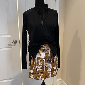 Susan Graver soleil rashgaurd set with swim skirt abstract size 10